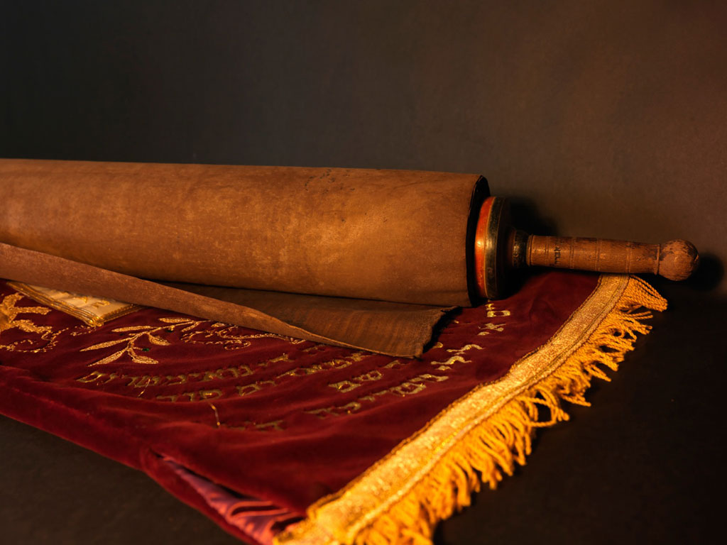 The Torah scroll from Spain with coat, NLI